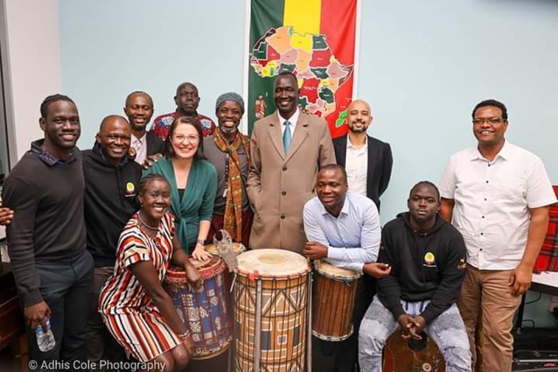 QACC leadership with Charis Mullen MP, following a productive and robust session (with the African drums).