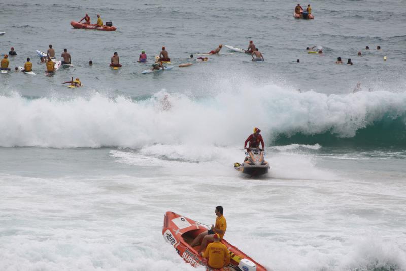 Water safety heading out for Greg Mitchell's ashes ceremony.