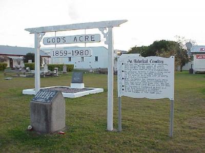 The main sign at God's Acre attracts tourists both local and national seeking a special look at local history. Image frtom Ozatwar.com
