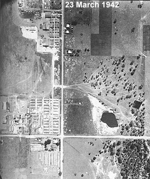 Archerfield Airport as an air force base in 1942. God's Acres is clearly visible from the air.